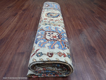 Tribal & Geometric hand-knotted wool rug in Gray & Blue, 9'9" x 13'8" — SKU O022253 (view 9)