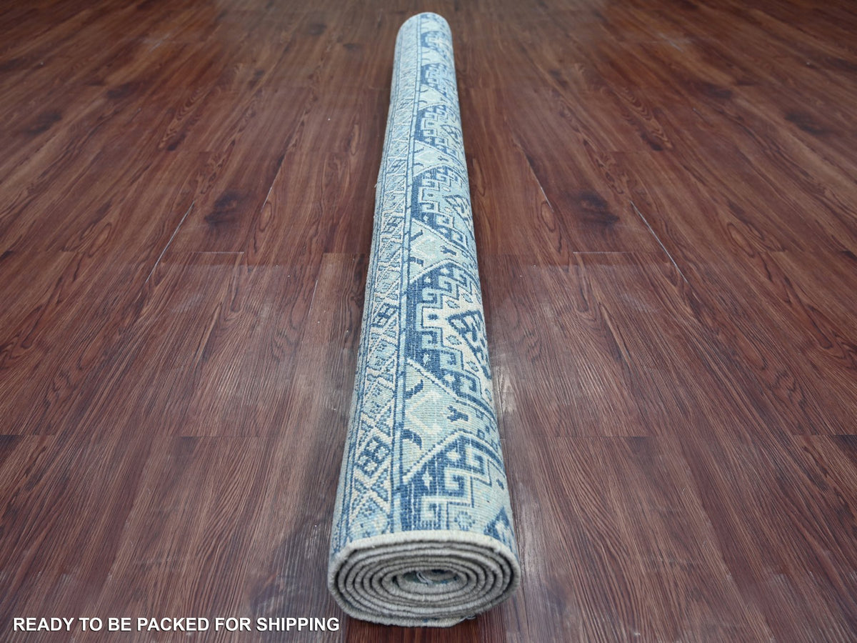 Kazak Tribal & Geometric hand-knotted wool rug in Gray, 6' x 9' — SKU O022254 (view 4)