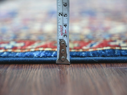 Blue 4'10" x 7'5" Tribal & Geometric Hand knotted Wool Rug - Sku: O022256