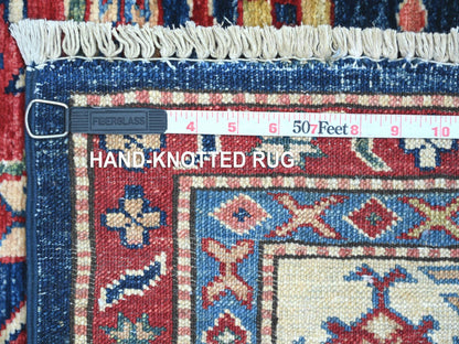 Blue 4'10" x 7'5" Tribal & Geometric Hand knotted Wool Rug - Sku: O022256