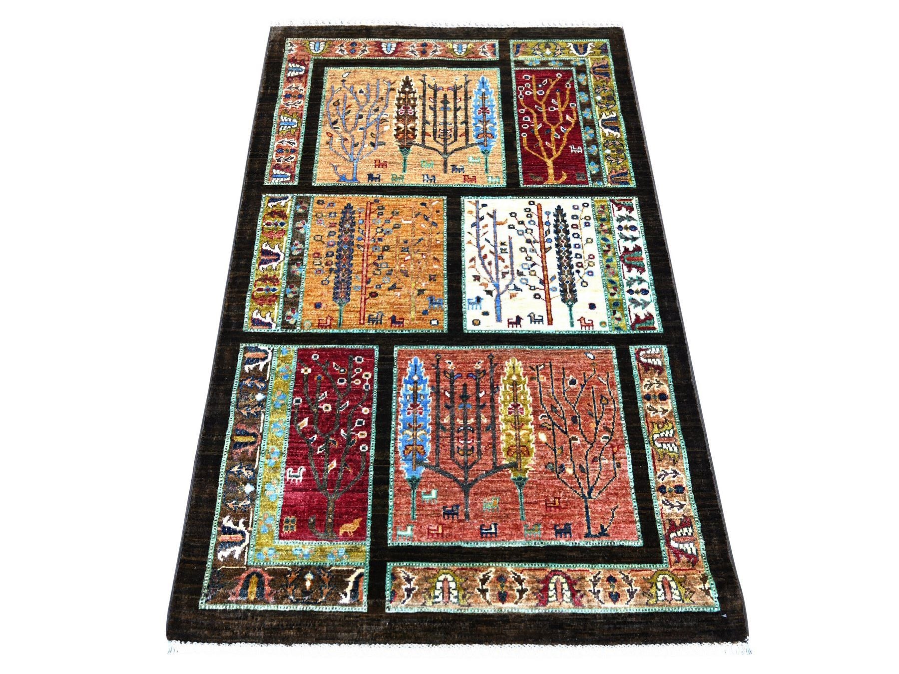 Tribal & Geometric hand-knotted wool rug in Multicolored, 3'2" x 5' — SKU O022257