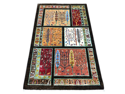 Tribal & Geometric hand-knotted wool rug in Multicolored, 3'2" x 5' — SKU O022257