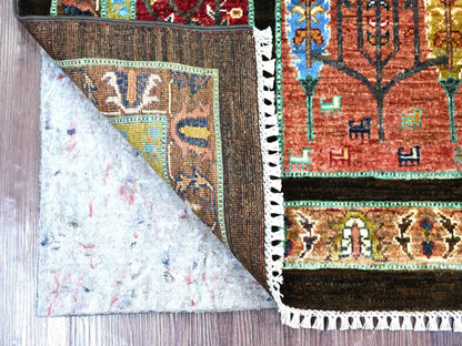 Tribal & Geometric hand-knotted wool rug in Multicolored, 3'2" x 5' — SKU O022257 (view 2)