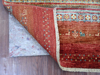 Kazak Tribal & Geometric hand-knotted wool rug in Red, 2'7" x 5' — SKU O022261 (view 2)