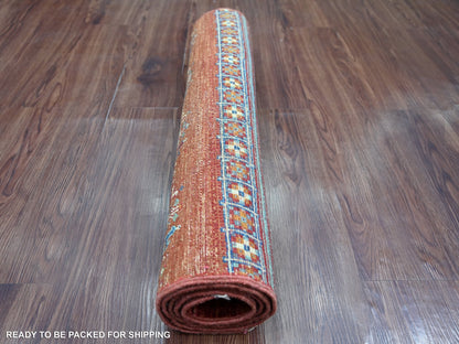 Kazak Tribal & Geometric hand-knotted wool rug in Red, 2'7" x 5' — SKU O022261 (view 4)