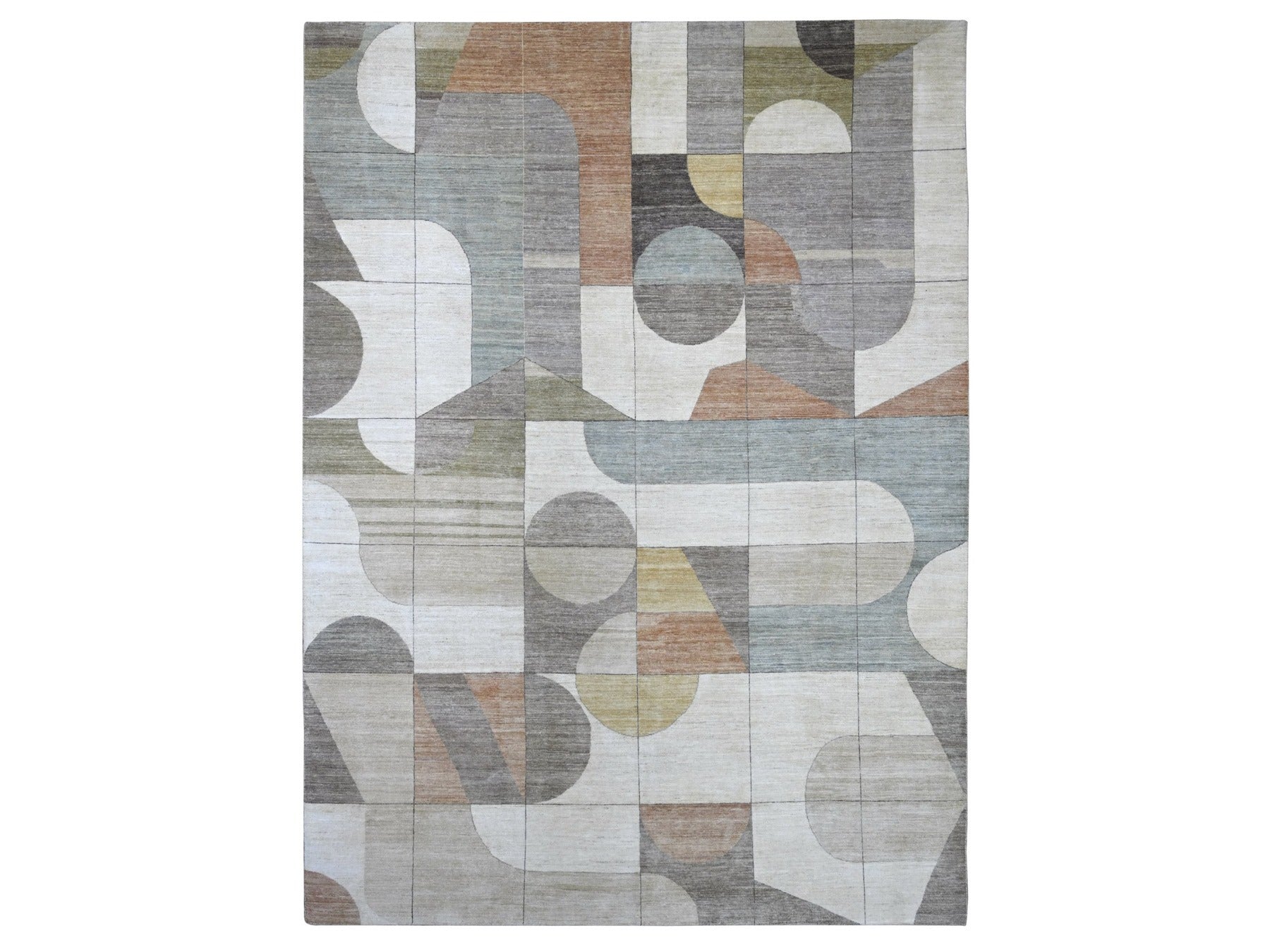 Modern / Contemporary hand-knotted wool rug in Ivory, 8'10" x 11'9" — SKU O022264