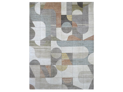 Modern / Contemporary hand-knotted wool rug in Ivory, 8'10" x 11'9" — SKU O022264