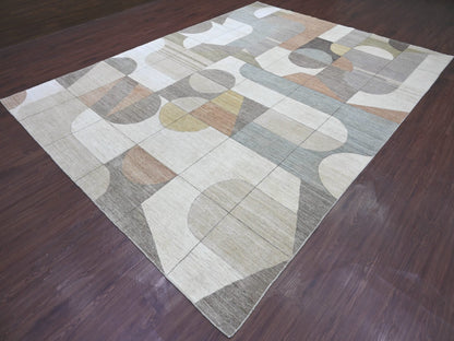 Modern / Contemporary hand-knotted wool rug in Ivory, 8'10" x 11'9" — SKU O022264 (view 3)
