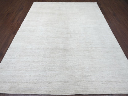 Modern / Contemporary hand-knotted wool rug in Ivory, 7'10" x 9'7" — SKU O022266 (view 2)