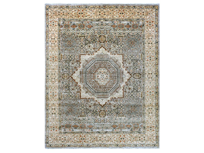 Mamluk Mamluk hand-knotted wool rug in Gray & Ivory, 7'10" x 9'10" — SKU O022268