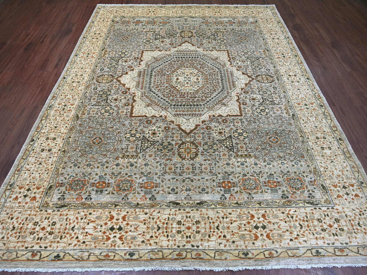 Mamluk Mamluk hand-knotted wool rug in Gray & Ivory, 7'10" x 9'10" — SKU O022268 (view 2)