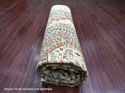 Mamluk Mamluk hand-knotted wool rug in Gray & Ivory, 7'10" x 9'10" — SKU O022268 (view 9)