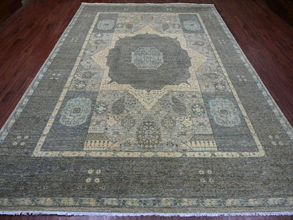 Mamluk Mamluk hand-knotted wool rug in Ivory & Gray, 8'10" x 12'3" — SKU O022269 (view 2)