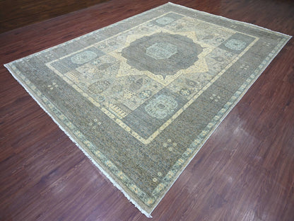 Ivory 8'10" x 12'3" Mamluk Hand knotted Wool Rug - Sku: O022269