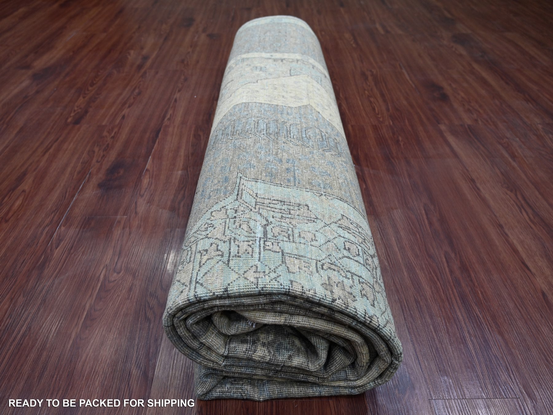 Mamluk Mamluk hand-knotted wool rug in Ivory & Gray, 8'10" x 12'3" — SKU O022269 (view 9)