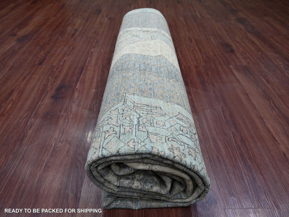 Mamluk Mamluk hand-knotted wool rug in Ivory & Gray, 8'10" x 12'3" — SKU O022269 (view 9)