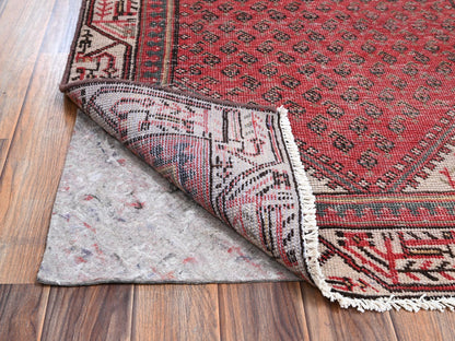 Sarouk Vintage hand-knotted wool runner in Red & Ivory, 3' x 9'5" — SKU O02226 (view 3)
