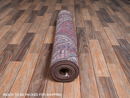 Sarouk Vintage hand-knotted wool runner in Red & Ivory, 3' x 9'5" — SKU O02226 (view 5)
