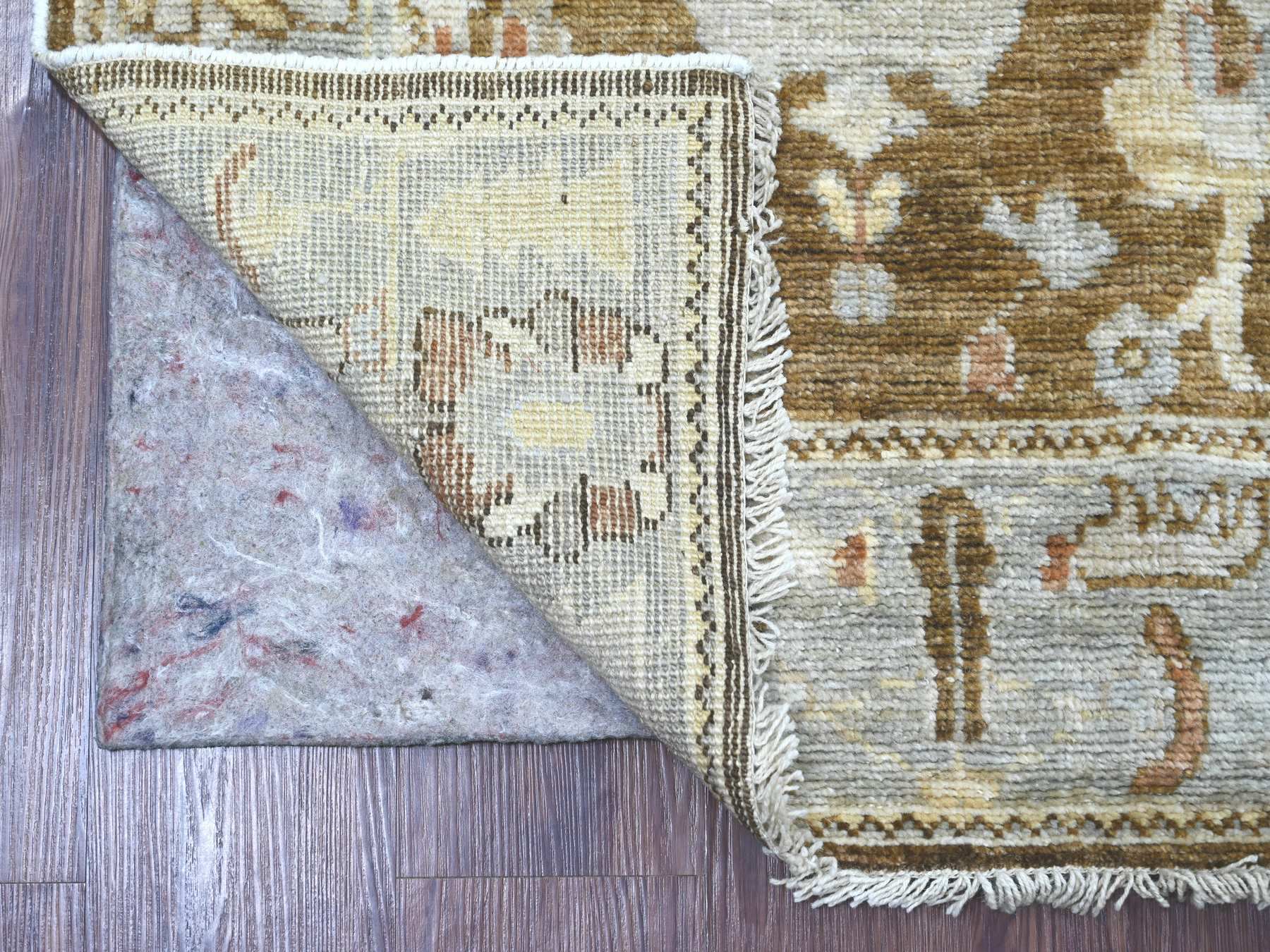 Brown 2'9" x 7'11" Oushak And Peshawar Hand knotted Wool Rug - Sku: O022270