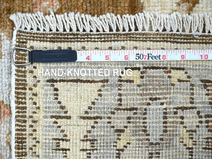 Brown 2'9" x 7'11" Oushak And Peshawar Hand knotted Wool Rug - Sku: O022270