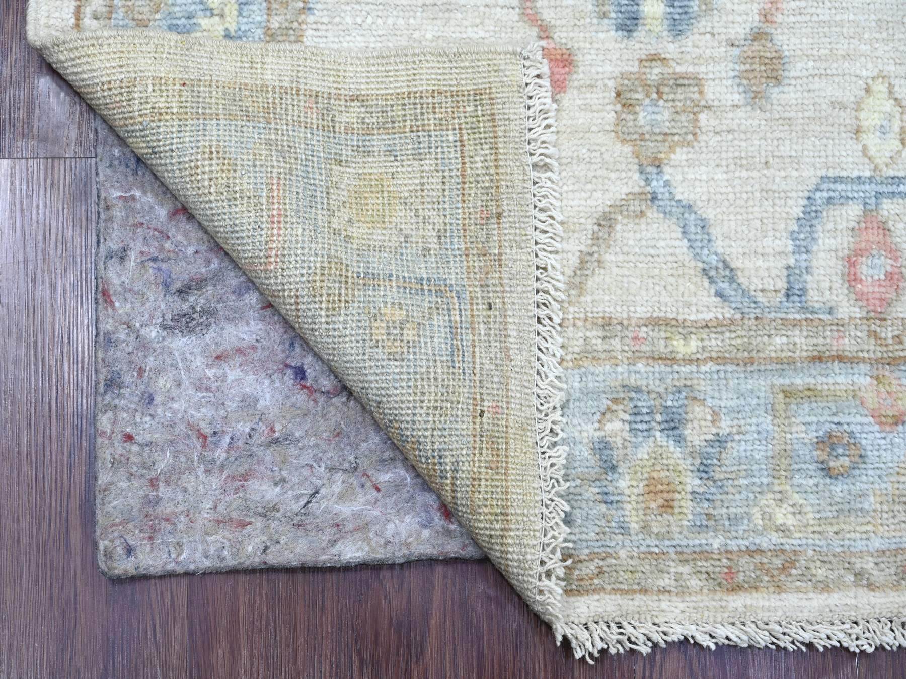 Ivory 2'11" x 12'8" Oushak And Peshawar Hand knotted Wool Rug - Sku: O022272