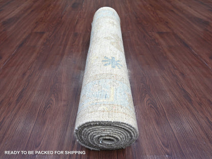 Ivory 2'11" x 12'8" Oushak And Peshawar Hand knotted Wool Rug - Sku: O022272
