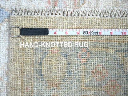 Ivory 2'11" x 12'8" Oushak And Peshawar Hand knotted Wool Rug - Sku: O022272