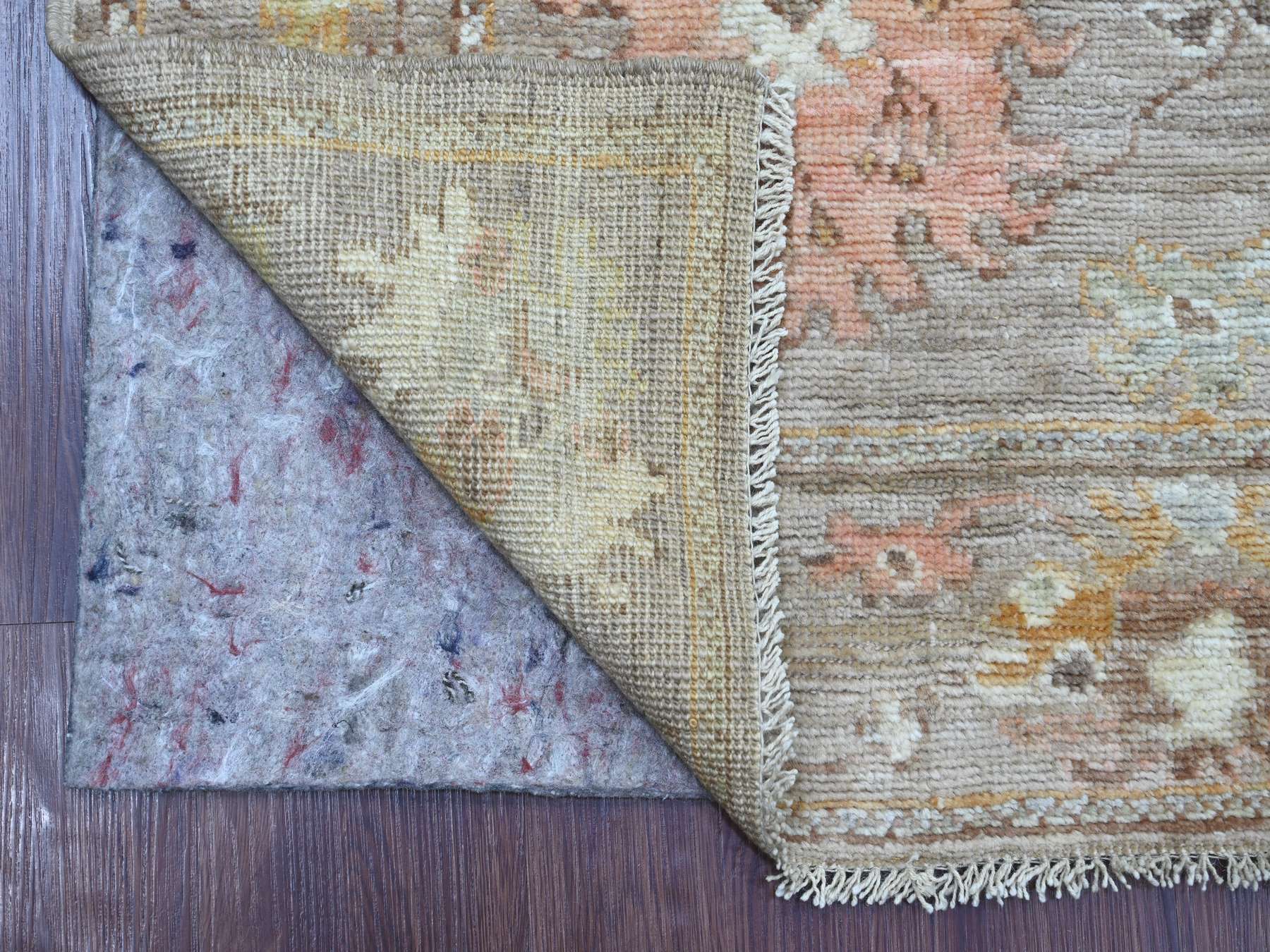 Brown 2'8" x 14'2" Oushak And Peshawar Hand knotted Wool Rug - Sku: O022273