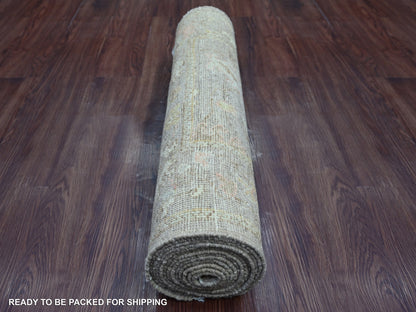 Brown 2'8" x 14'2" Oushak And Peshawar Hand knotted Wool Rug - Sku: O022273