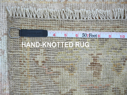 Brown 2'8" x 14'2" Oushak And Peshawar Hand knotted Wool Rug - Sku: O022273