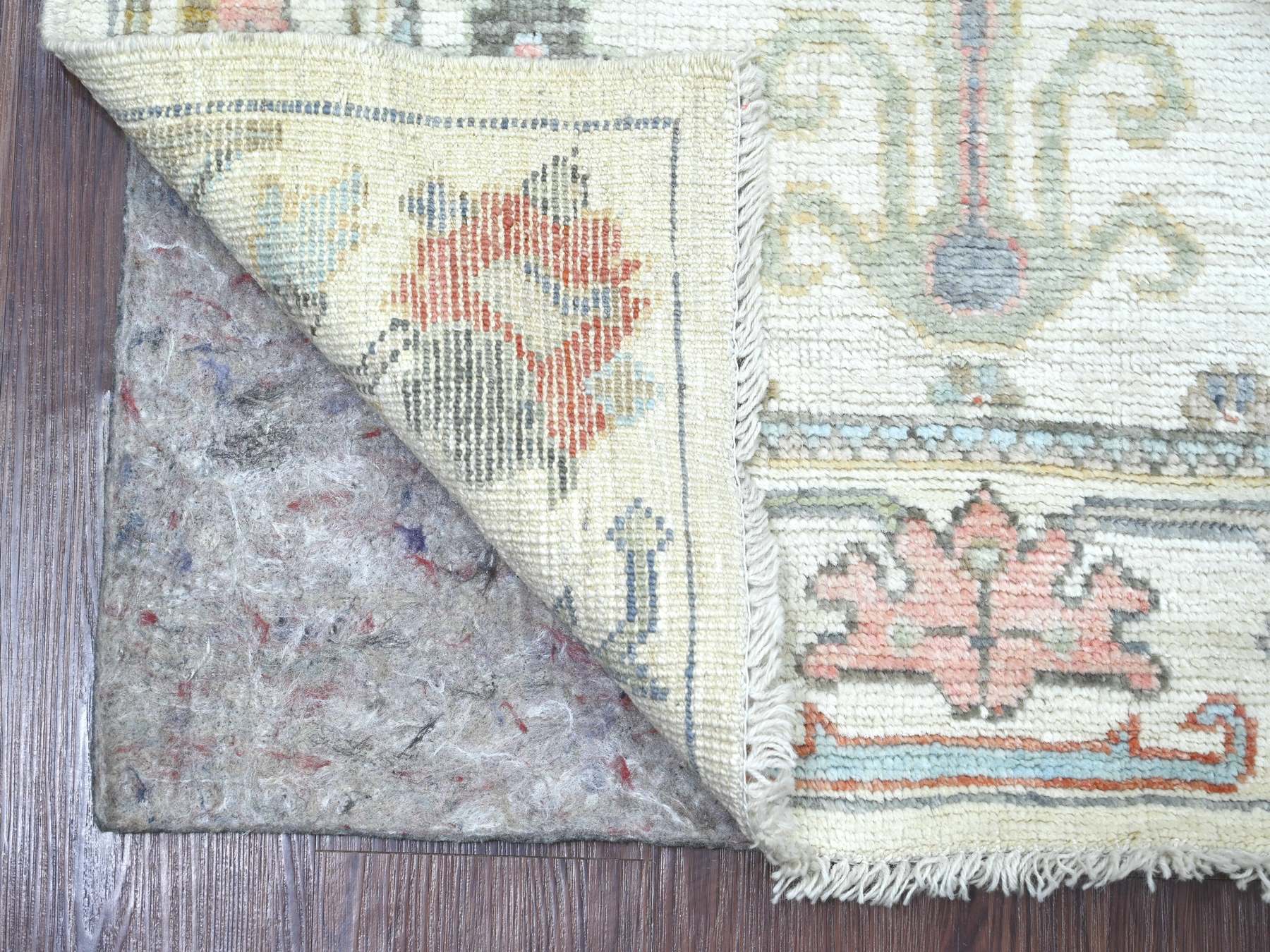 Ivory 2'9" x 7'8" Oushak And Peshawar Hand knotted Wool Rug - Sku: O022274