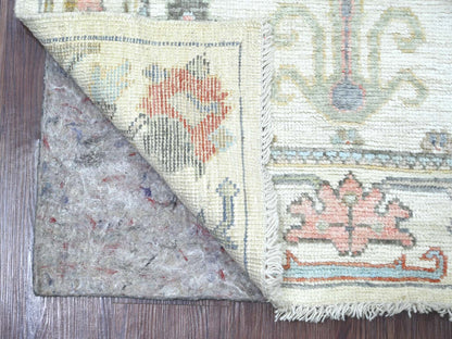 Ivory 2'9" x 7'8" Oushak And Peshawar Hand knotted Wool Rug - Sku: O022274
