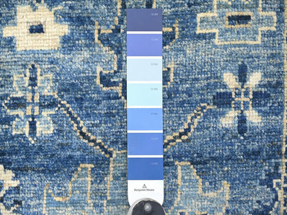 Blue 2'9" x 18'11" Oushak And Peshawar Hand knotted Wool Rug - Sku: O022275