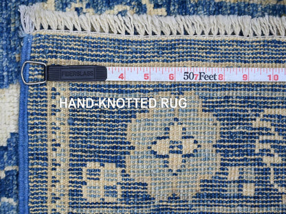 Blue 2'9" x 18'11" Oushak And Peshawar Hand knotted Wool Rug - Sku: O022275