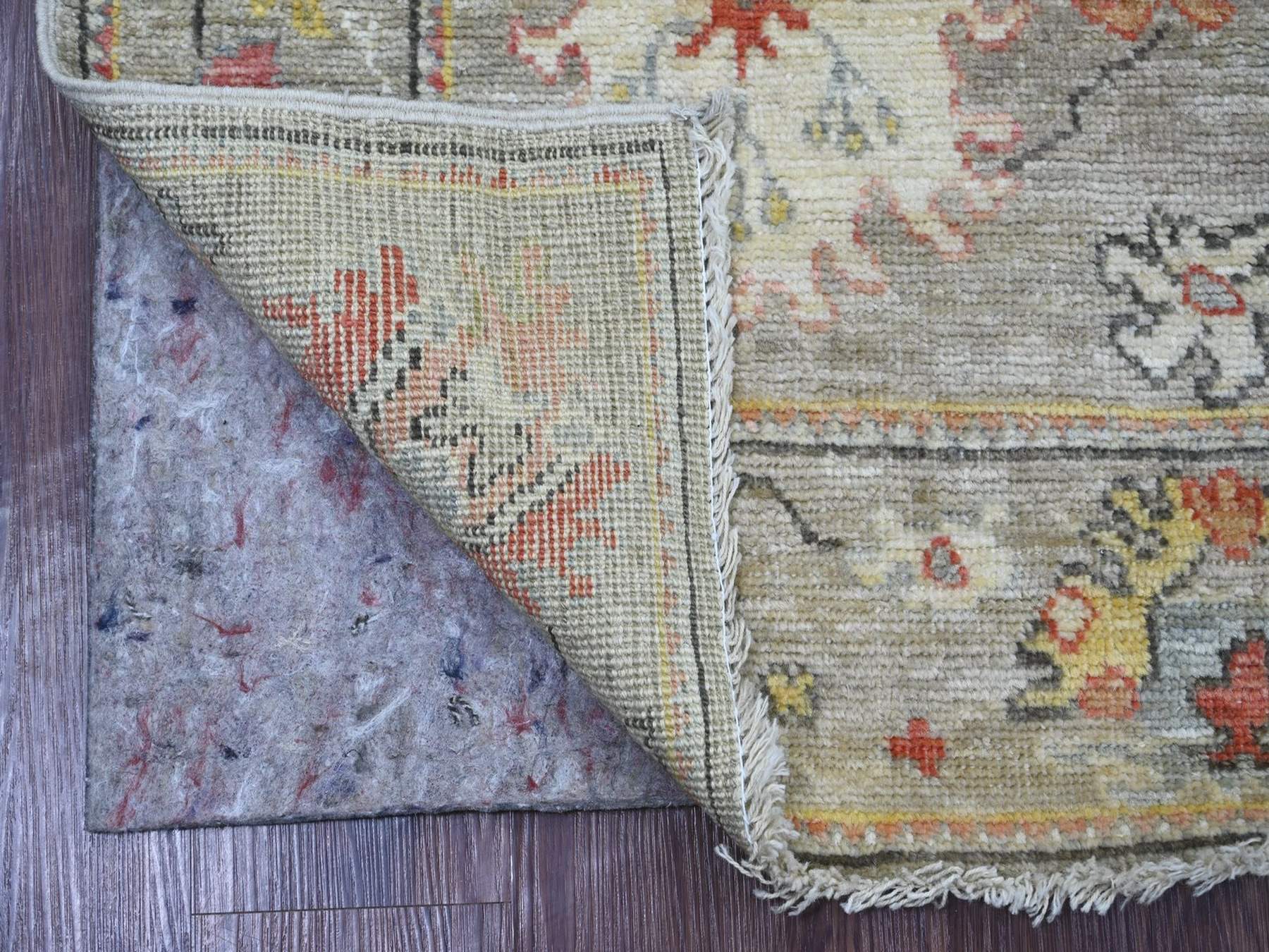 Grey 2'9" x 8'2" Oushak And Peshawar Hand knotted Wool Rug - Sku: O022276
