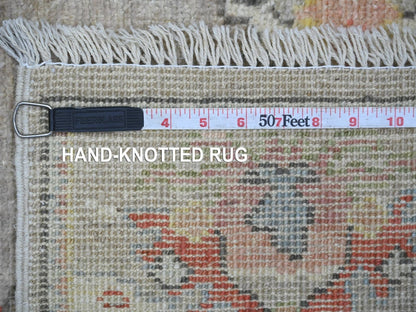 Grey 2'9" x 8'2" Oushak And Peshawar Hand knotted Wool Rug - Sku: O022276
