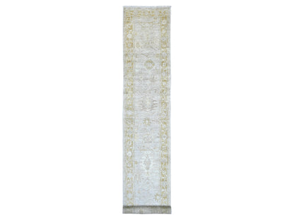 Oushak Oushak hand-knotted wool runner in Gray & Gold, 2'8" x 17'4" — SKU O022278