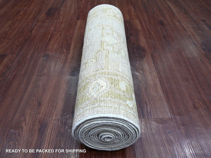 Oushak Oushak hand-knotted wool runner in Gray & Gold, 2'8" x 17'4" — SKU O022278 (view 4)
