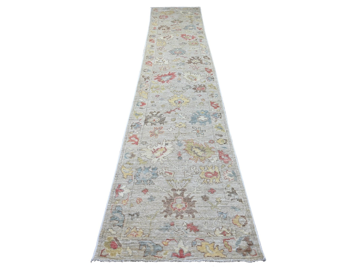 Oushak Oushak hand-knotted wool runner in Gray, 2'11" x 15'3" — SKU O022279