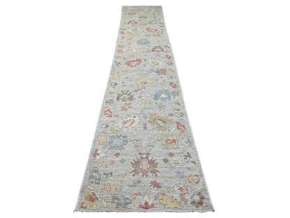 Oushak Oushak hand-knotted wool runner in Gray, 2'11" x 15'3" — SKU O022279