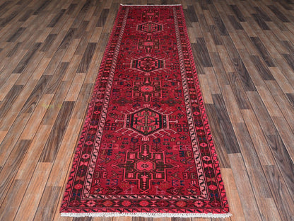 Vintage hand-knotted wool runner in Pink & Chocolate Brown, 2'10" x 9'8" — SKU O02227 (view 2)