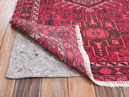 Vintage hand-knotted wool runner in Pink & Chocolate Brown, 2'10" x 9'8" — SKU O02227 (view 3)