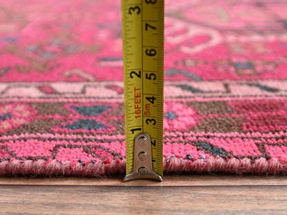 Vintage hand-knotted wool runner in Pink & Chocolate Brown, 2'10" x 9'8" — SKU O02227 (view 6)