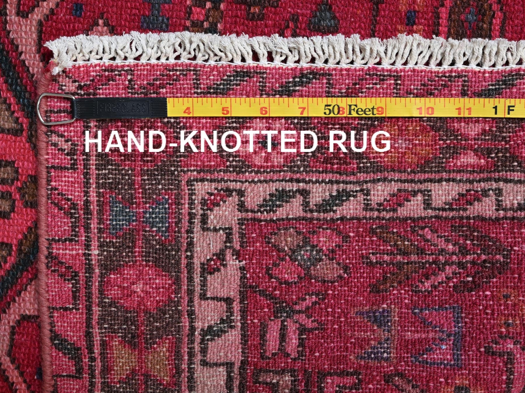 Vintage hand-knotted wool runner in Pink & Chocolate Brown, 2'10" x 9'8" — SKU O02227 (view 7)