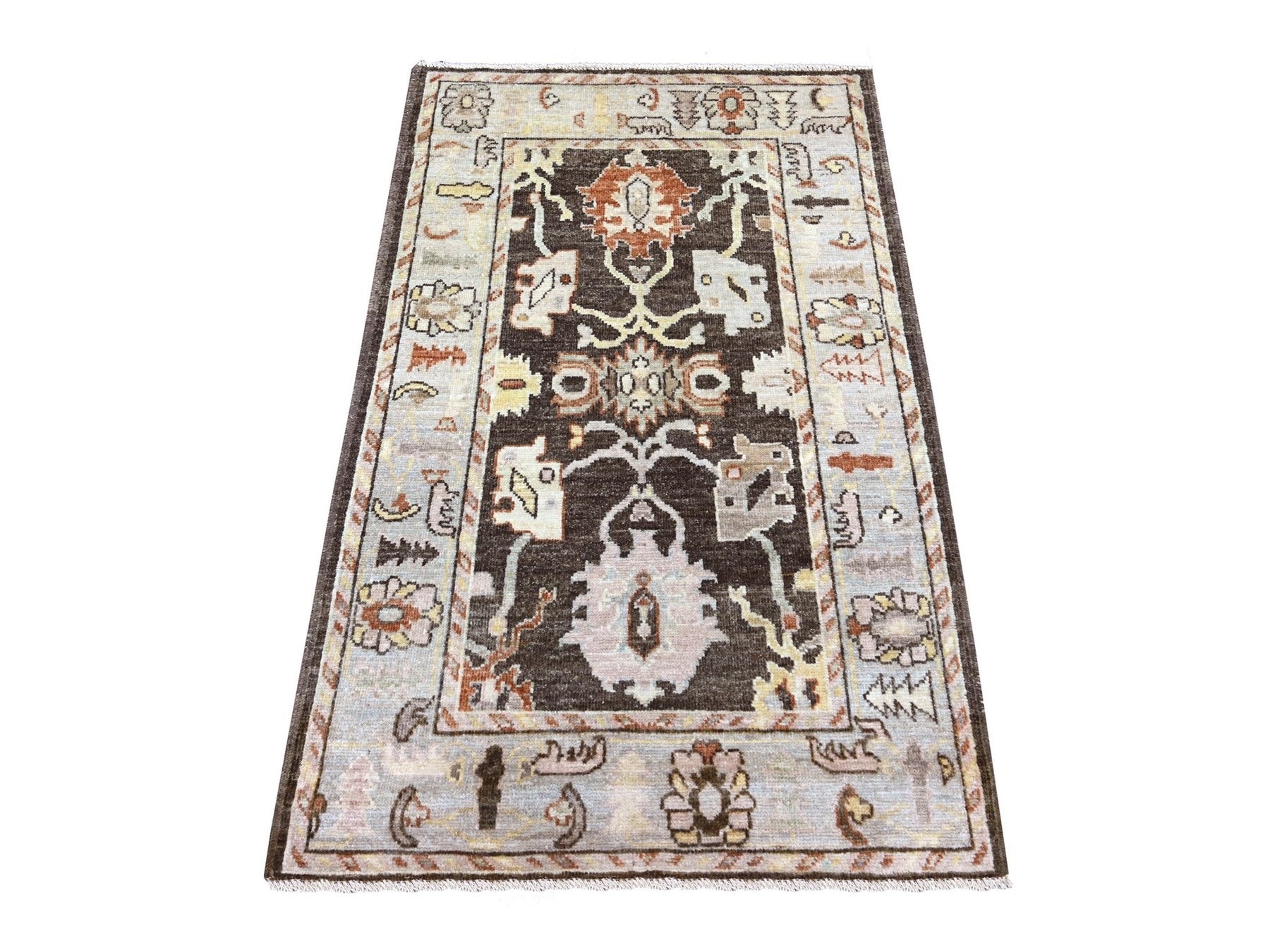 Oushak Oushak hand-knotted wool rug in Brown & Gray, 3'1" x 4'10" — SKU O022280