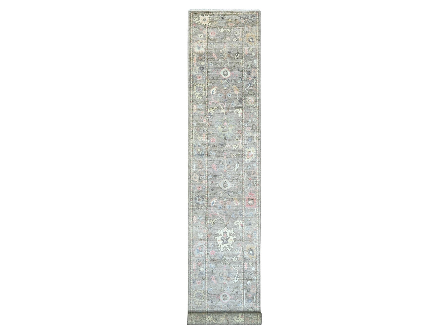 Brown 2'10" x 19'7" Oushak And Peshawar Hand knotted Wool Rug - Sku: O022283