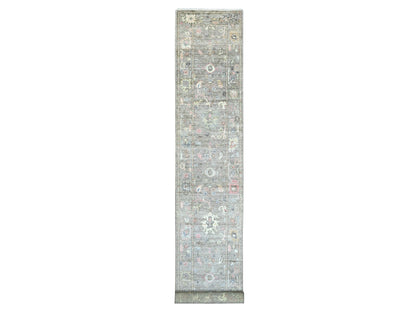 Brown 2'10" x 19'7" Oushak And Peshawar Hand knotted Wool Rug - Sku: O022283