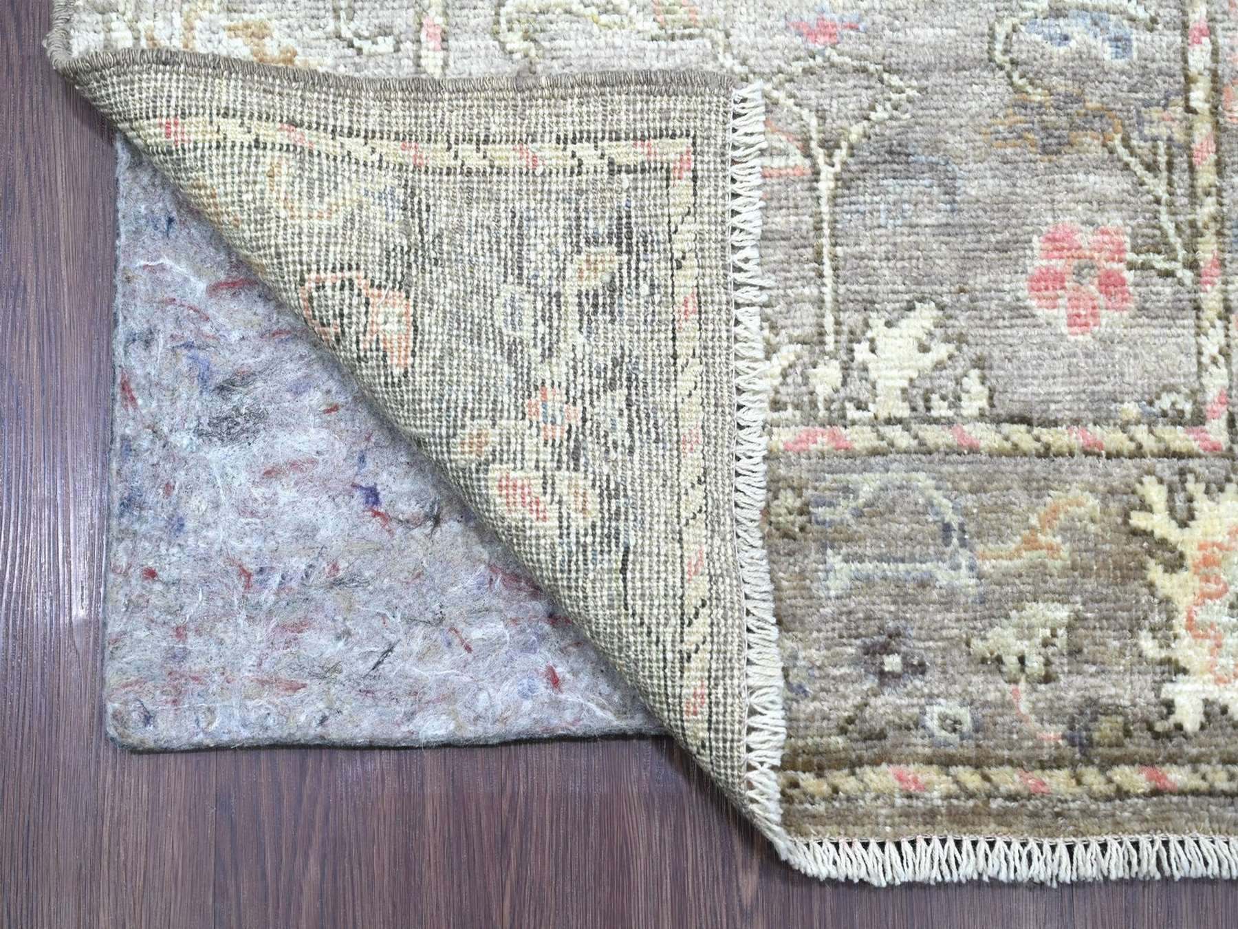 Brown 2'10" x 19'7" Oushak And Peshawar Hand knotted Wool Rug - Sku: O022283