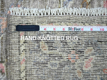 Brown 2'10" x 19'7" Oushak And Peshawar Hand knotted Wool Rug - Sku: O022283