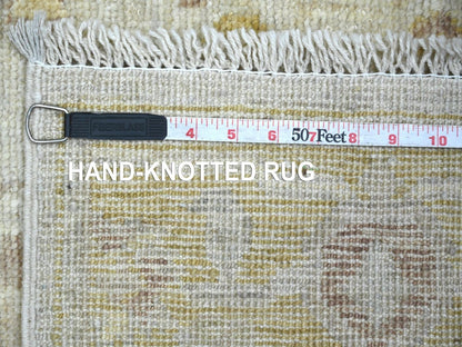 Grey 2'8" x 7'10" Oushak And Peshawar Hand knotted Wool Rug - Sku: O022284